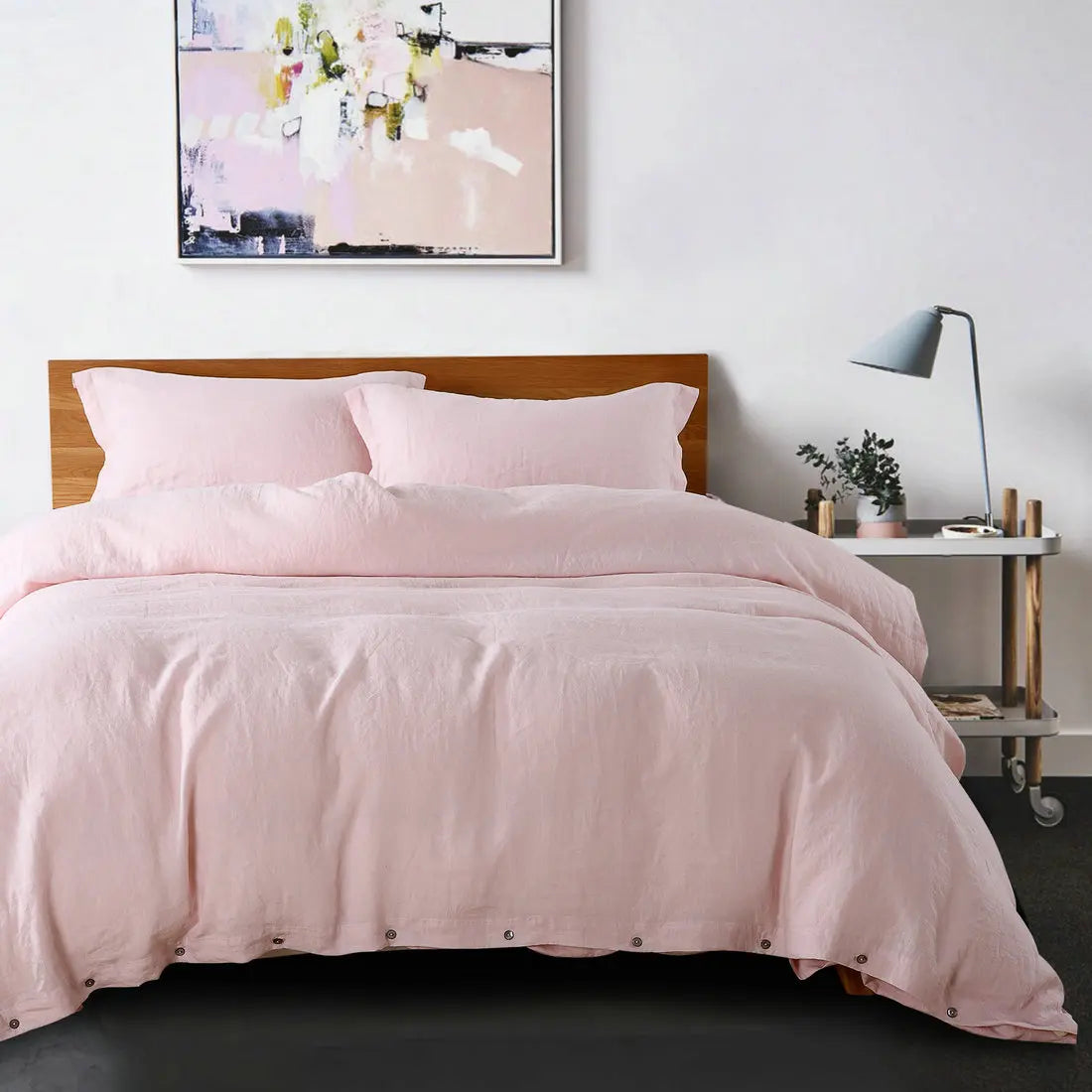 Housse de couette en lin 100% Français rose